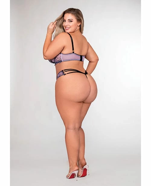 Dreamgirl International Lingerie Embroidery Bra & G-string Lavender