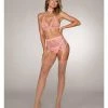Dreamgirl International Fishnet & Lace Halter Bralette, Garter Belt, G-string & Choker Rose Pink O-s Lingerie