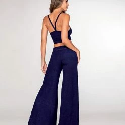 Dreamgirl International Soft Rib Knit Jersey Pajama Camisole & Wide Leg Pant Nocturnal