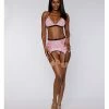 Dreamgirl International Valentine Flocked Stretch Mesh & Lace Bra, Garter Belt & G-string Candy Pink O-s Lingerie