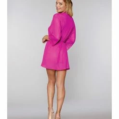 Dreamgirl International Valentine Stretch Mesh Teddy & Robe Azalea