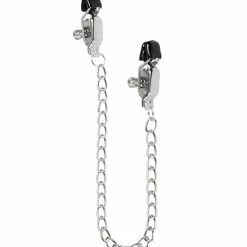 EDC Easy Toys Big Nipple Clamps With Chain - Silver Kink & BDSM