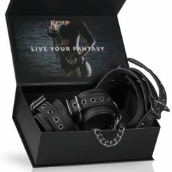 EDC Easy Toys Faux Leather Collar With Handcuffs - Black