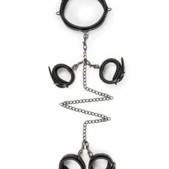 EDC Easy Toys Fetish Set With Collar, Ankle & Wrist Cuffs - Black