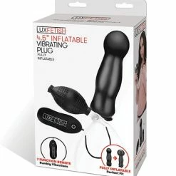 Electric Eel Lux Fetish 4.5" Inflatable Vibrating Plug - Black Anal Toys