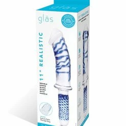 Electric Eel Glas 11" Realistic Double Ended Glass Dildo W-handle - Blue