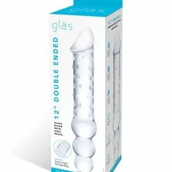 Electric Eel Glas 12" Double Ended Glass Dildo W-anal Beads - Clear
