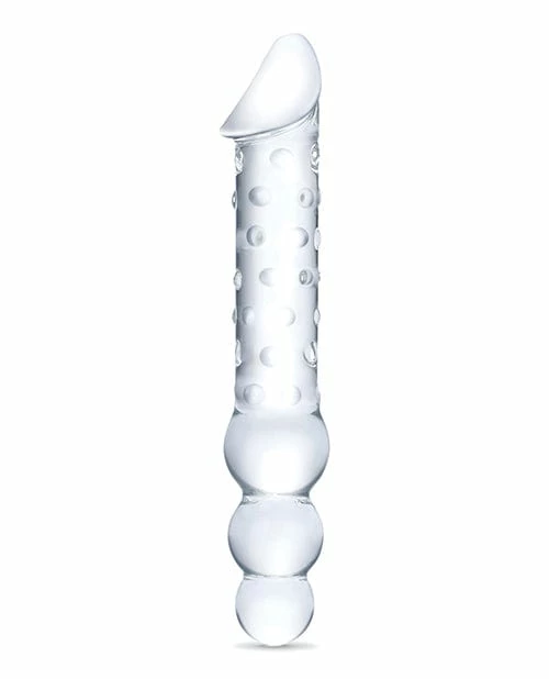 Electric Eel Glas 12" Double Ended Glass Dildo W-anal Beads - Clear