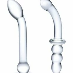Electric Eel Glas 2 Piece G-Spot Pleasure Glass Dildo Set - Clear