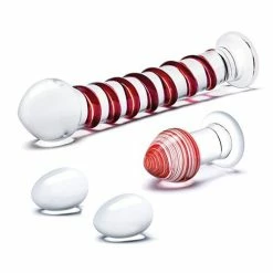 Electric Eel Dildos Glas 4 Pc Mr. Swirly Set W-glass Kegal Balls & 3.25