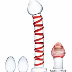 Electric Eel Dildos Glas 4 Pc Mr. Swirly Set W-glass Kegal Balls & 3.25