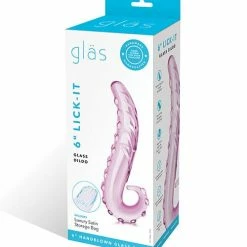 Electric Eel Glas 6" Lick-it Glass Dildo - Pink Dildos