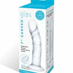 Electric Eel Glas 7" Realistic Curved Glass Dildo W-veins - Clear