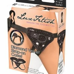 Electric Eel Lux Fetish Diamond Velvet Strap-on Corset - Black