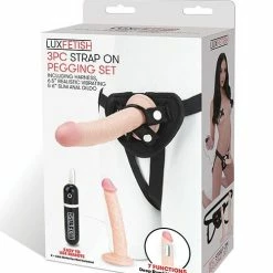 Electric Eel Lux Fetish Strap On Harness Pegging Set With Vibrating & Slim Anal Dildo
