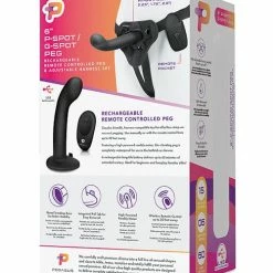 Electric Eel Pegasus 6" Rechargeable P-Spot G-Spot Peg With Adjustable Harness & Remote Set - Black