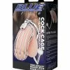 Electric Eel Blue Line Cock Cage W-anal Stimulator - Silver Kink & BDSM