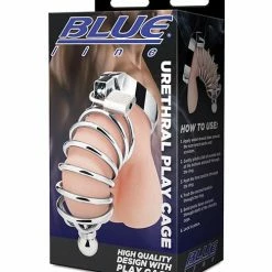 Electric Eel Kink & BDSM Blue Line Urethral Play Cage - Silver