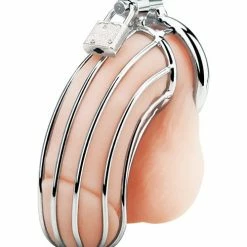 Electric Eel Blue Line Prisoner Cock Cage - Silver
