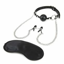 Electric Eel Lux Fetish Breathable Ball Gag With Adjustable Pressure Nipple Clamps Kink & BDSM