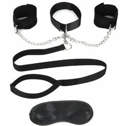 Electric Eel Lux Fetish Collar Cuffs & Leash Set - Removable Kink & BDSM