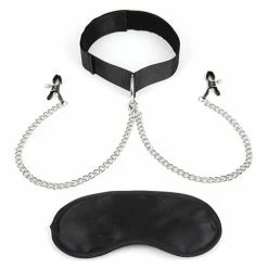 Electric Eel Lux Fetish Collar & Nipple Clamps With Adjustable Pressure Clamps