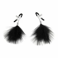 Electric Eel Kink & BDSM Lux Fetish Feather Nipple Clips - Black
