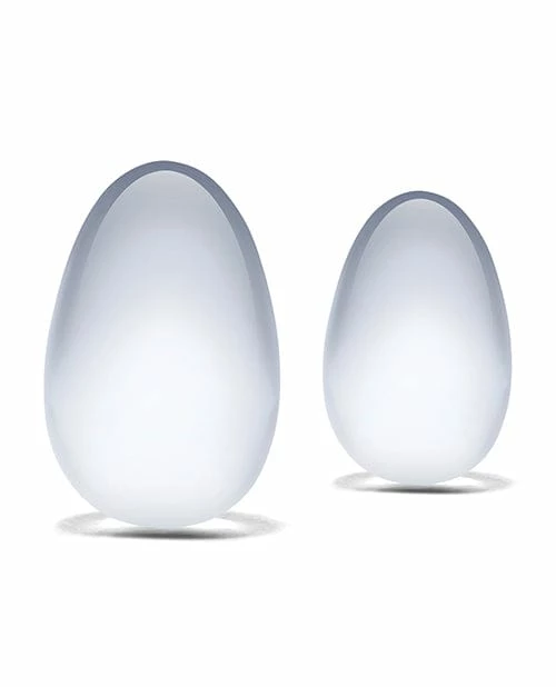Electric Eel Glas 2 Piece Glass Yoni Eggs Set - Clear Sexual Enhancers For Couples