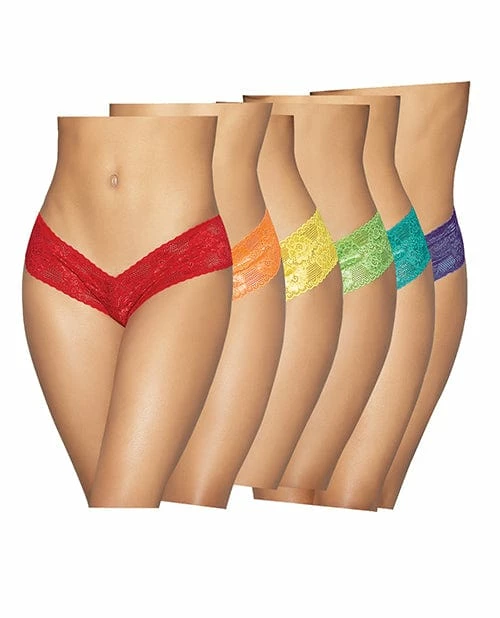 Escante Lingerie 6 Pc Low Rise Neon Pride Panty Pack Asst. Colors O-s