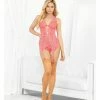 Escante Bustier With Underwire Cups, Lace Panty & Hose Coral