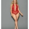 Escante Euphoria Halter Tie Open Crotch & Butt Teddy Red Qn