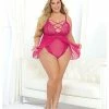Escante Lingerie Lace & Mesh Teddy Doll Hot Pink