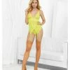 Escante Neons Bustier With Nude Hose & G-string Neon Lime