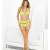 Escante Neons Halter Bra, Gartini & Hose Neon Lime Lingerie