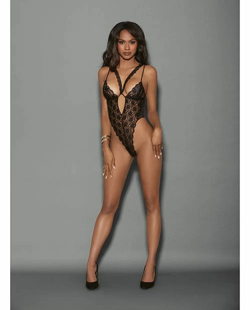 Escante Euphoria Halter Teddiette With Hose Black One Size Fits Most