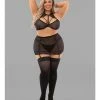 Escante Euphoria Harness Lace Bra & Skirt With Hose Black Queen Size Lingerie