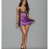 Escante Euphoria Satin & Sheer Babydoll Midnight Purple-Black One Size Fits Most Lingerie