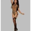 Escante Euphoria Teddiette With Hose Animal-Black One Size Fits Most Lingerie