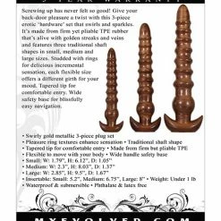 Evolved Novelties Evolved Twisted Love 3 Piece Plug Set - Gold