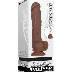 Evolved Novelties Evolved Big Shot Vibrating & Squirting Dong - Brown Dildos