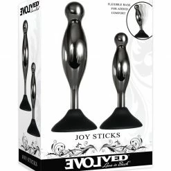 Evolved Novelties Anal Toys Evolved Joy Sticks 2 Pc Plug Set - Black-chrome