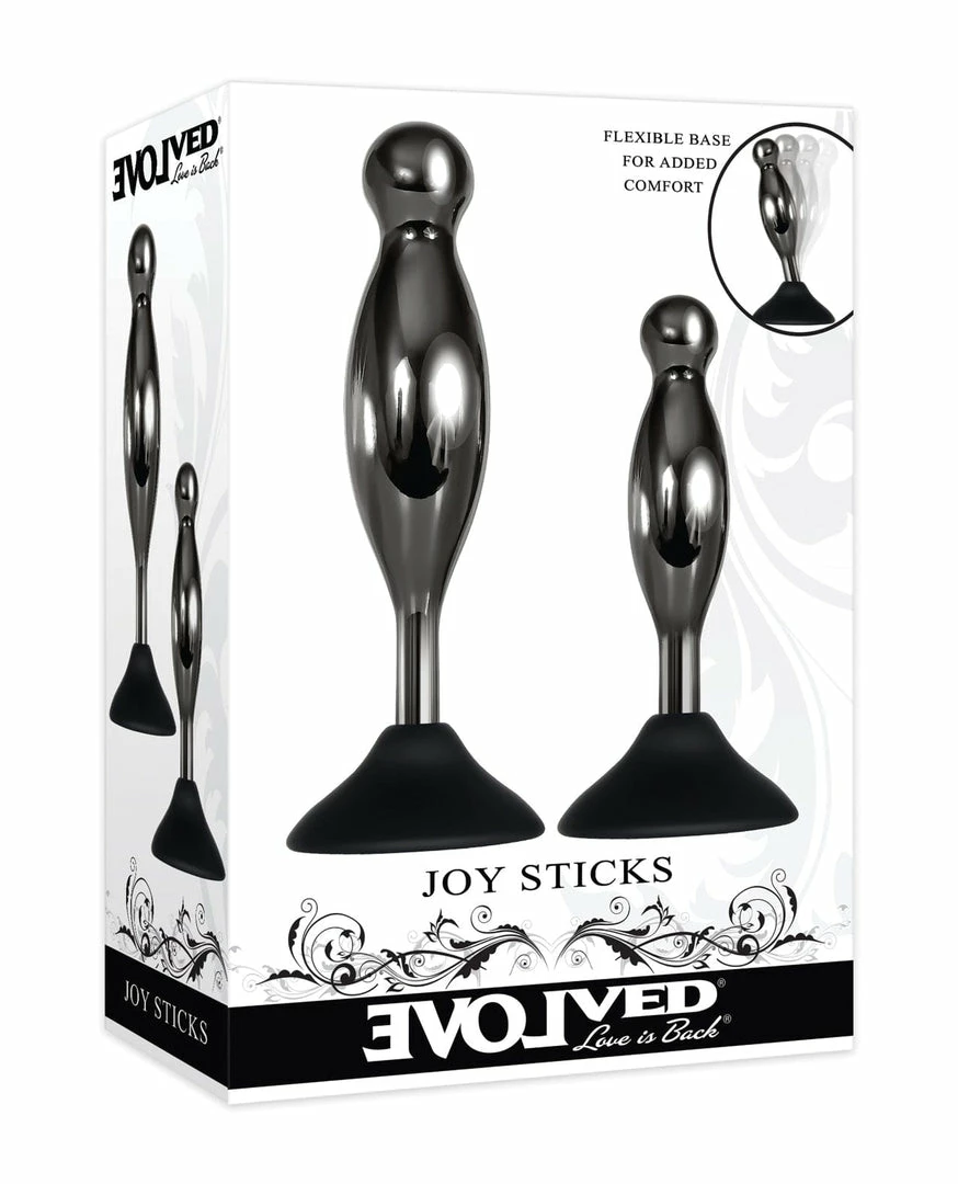 Evolved Novelties Anal Toys Evolved Joy Sticks 2 Pc Plug Set - Black-chrome