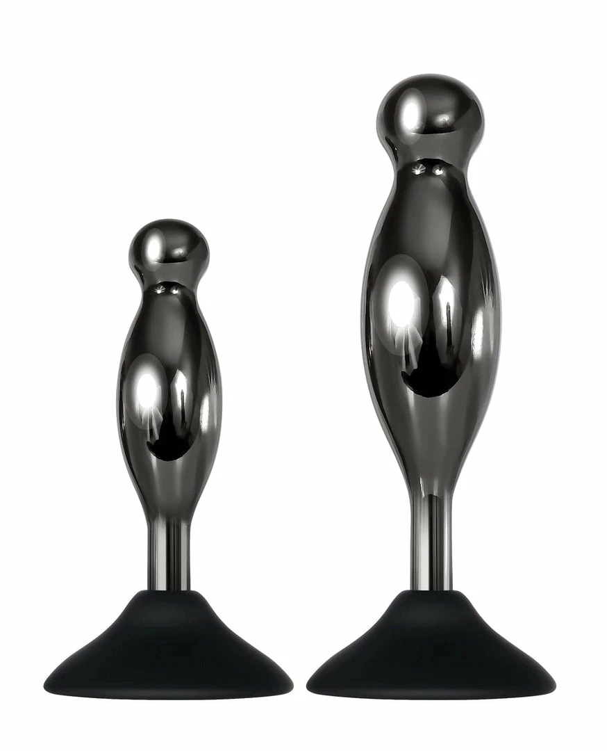 Evolved Novelties Anal Toys Evolved Joy Sticks 2 Pc Plug Set - Black-chrome