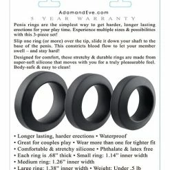 Adam & Eve Adam's 3 Pc Penis Ring Set - Black