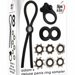 Adam & Eve Adam's Deluxe Penis Ring Sampler - Black-smoke Penis Toys