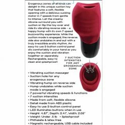 Gender X Body Kisses Vibrating Suction Massager - Red-black