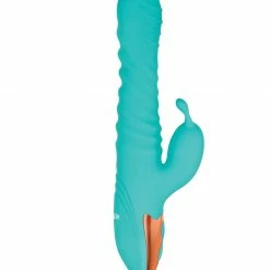 Adam & Eve Heat Me Up Warming Rabbit Thruster - Aqua