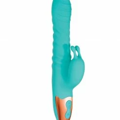 Adam & Eve Heat Me Up Warming Rabbit Thruster - Aqua