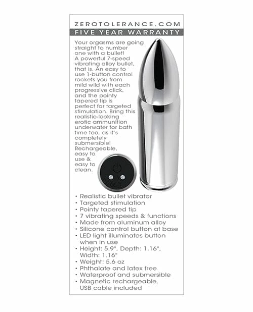 Zero Tolerance Full Metal Love Bullet - Chrome Vibrators