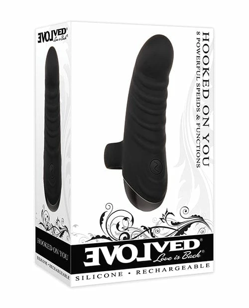 Evolved Novelties Evolved Hooked On You Curved Finger Vibrator - Black